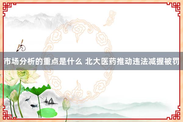 市场分析的重点是什么 北大医药推动违法减握被罚