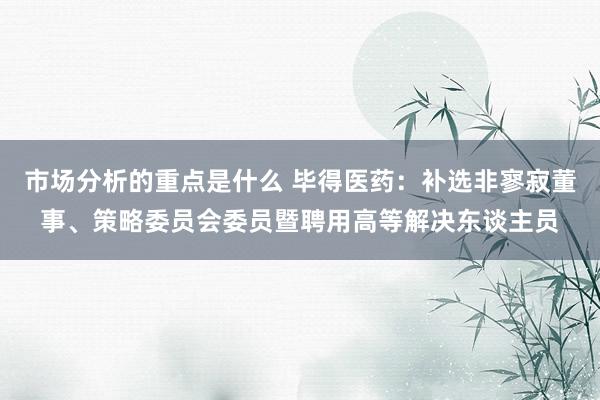 市场分析的重点是什么 毕得医药：补选非寥寂董事、策略委员会委员暨聘用高等解决东谈主员