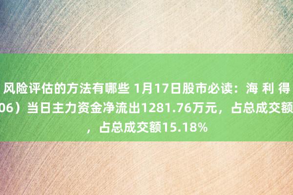 风险评估的方法有哪些 1月17日股市必读：海 利 得（002206）当日主力资金净流出1281.76万元，占总成交额15.18%