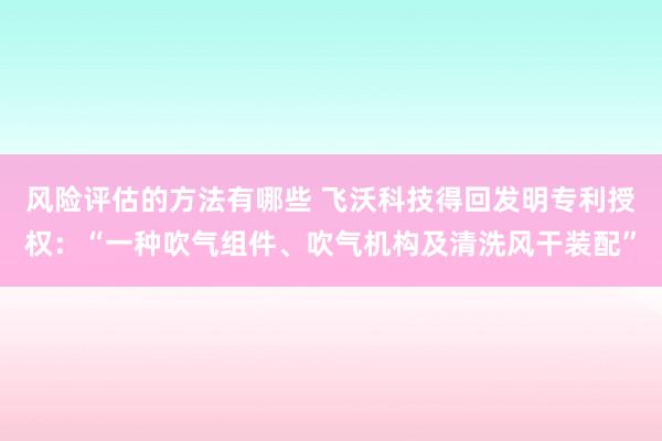 风险评估的方法有哪些 飞沃科技得回发明专利授权：“一种吹气组