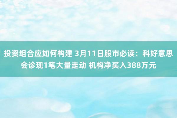 投资组合应如何构建 3月11日股市必读：科好意思会诊现1笔大